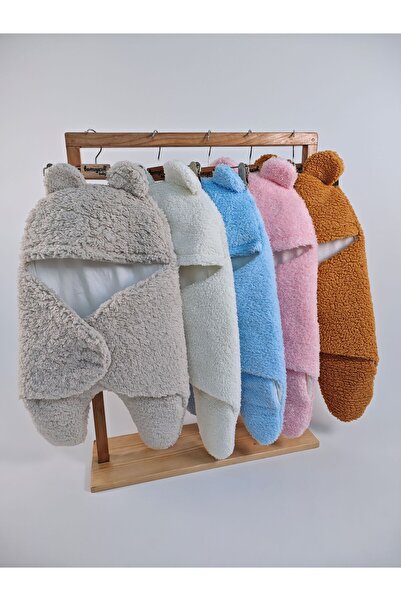 Tomuycuk 0-6 Months Fiber-Eared Plush Baby Swaddle Welsoft Fabric Newborn Sleeping Bag