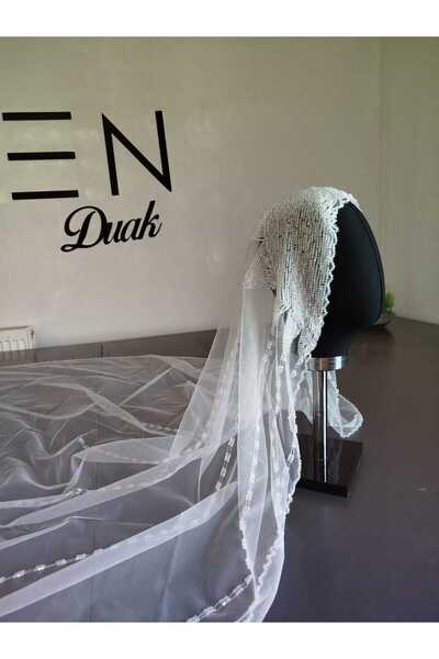 ZEN DUVAK Kırık Beyaz Nakışlı Gelin Duvağı