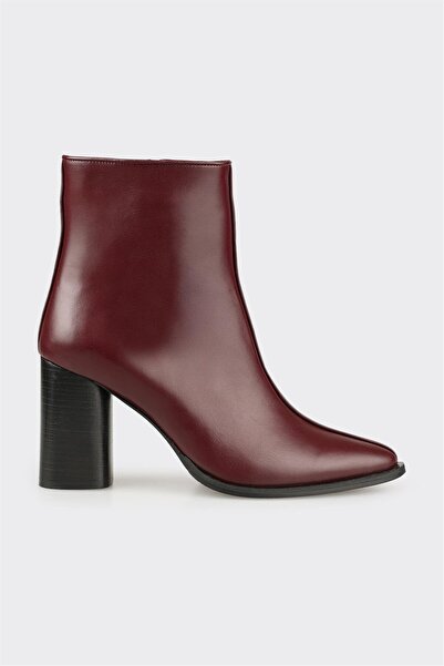 Elle Shoes Bordo Deri Kadın Klasik Bot