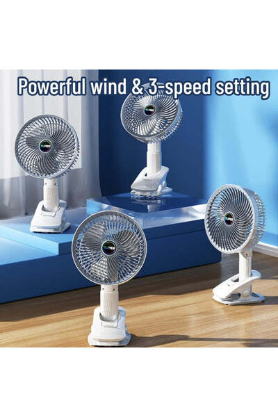 ULUBAGSHOP Portable fan 360 with 3 speeds USB low noise white model