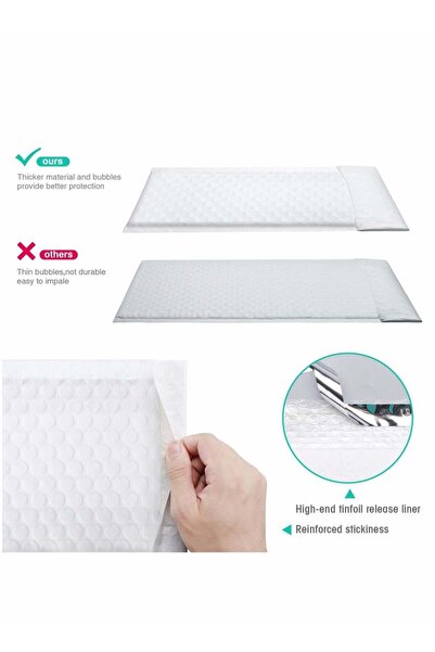 Generic Bubble wrap bags, 50 pieces of self-sealing bubble wrap bags, 20X15 CM, white