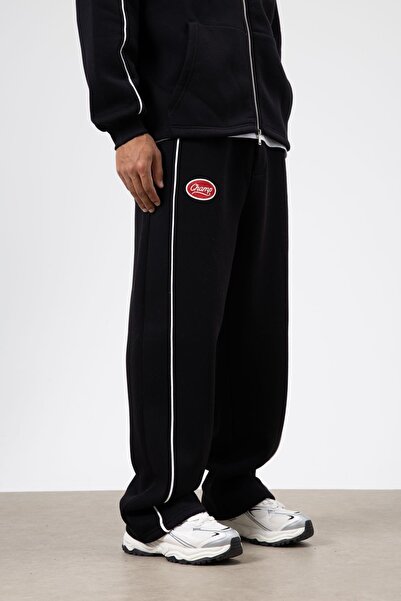 VAMOSCLO Striped Detailed Oversize Tracksuit Set Black