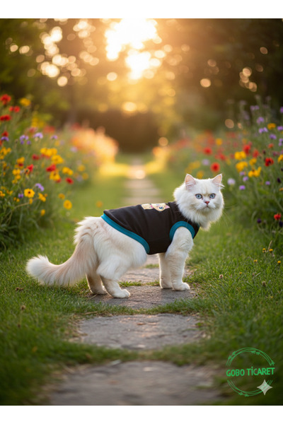 Gobo Yellow Cat Printed Winter Black Cat Dog Outfit Dress Xlarge/Xl/Size 4