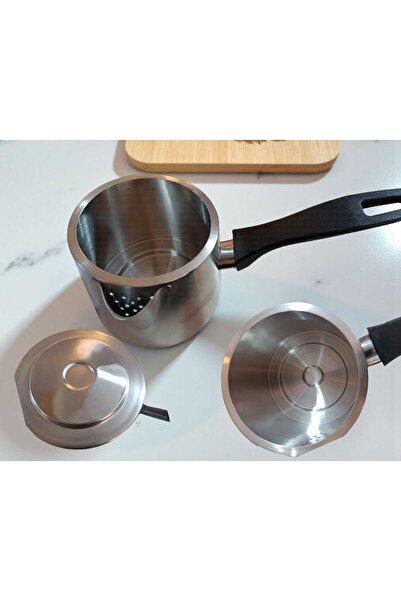 ÇEÇEN HOME إبريق حليب فولاذي واحد لتسخين الماء وإبريق شاي بالأعشاب مع مصفاة بدون غطاء (11×11 سم)