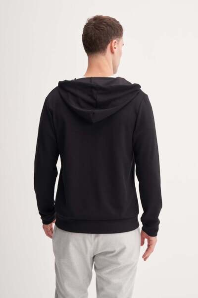 Cazador Zippered Hooded Black Men's Sweatshirt Caz 54265