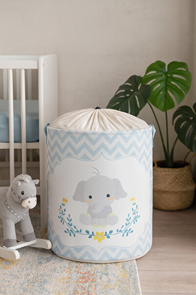 homyjr's سلة تخزين شبكية مطبوعة عليها فيل أزرق مقاس 37×40 – منظم للألعاب والغسيل