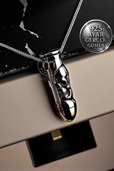 Mimodish 925 Ayar Gerçek Gümüş Proiettile Nero Silver Lüks Aksesuar Kurukafa ...