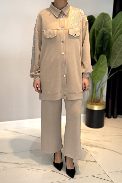 Lale Butik Stone Detail Modal Set 1202646 Beige