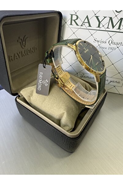 Raymond Slim Case Clip-On Leather Men's Wrist Watch