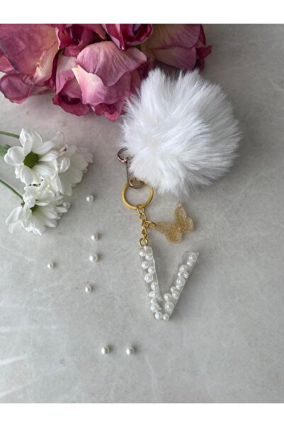 Bellinzona Breloc și amuletă cu litera V și detalii din perle [cu opțiune de ...