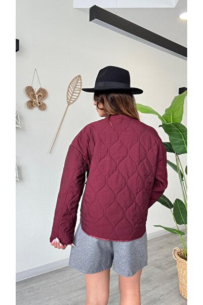 modadagiyim Women's Button Detailed Quilted Patterned Pocket Puff Coat