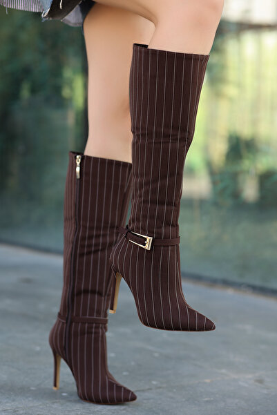 kajal ayakkabı RS 1235 Μπότες με λεπτομέρεια ζώνης με ρίγες κάτω από το γόνατο