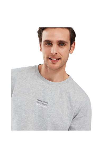 SKECHERS Ανδρικό μπλουζάκι Essential M με κοντό μανίκι, γκρι μπλουζάκι S241007-036