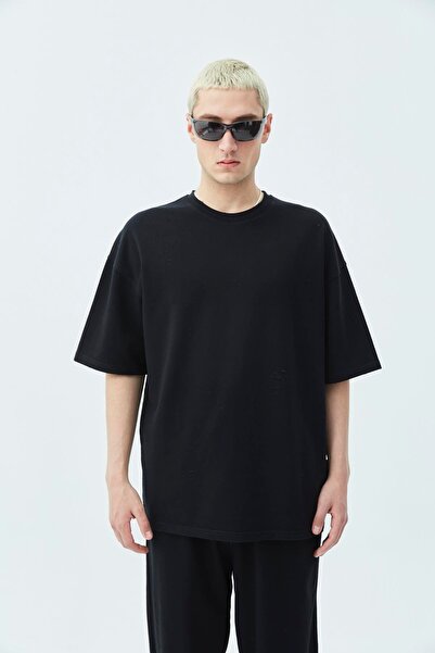 VAMOSCLO Σετ αθλητικής φόρμας oversized με λεπτομέρεια τρύπας σε μαύρο χρώμα