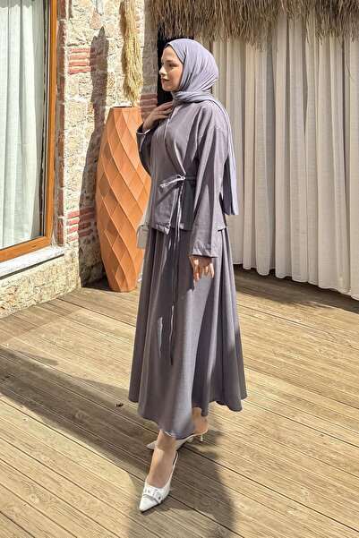 lamelif Σετ με φούστα με λεπτομέρεια δεσίματος ανθρακί