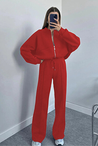 YAKAMEL KADIN 3 İPLİK BOMBER CEKET EŞOFMAN TAKIMI