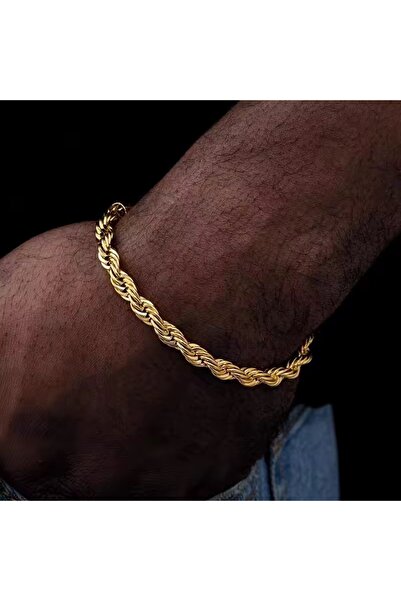 Siya Silver Non-Tarnish Steel Men's Thick Twist Chain Bracelet - 6mm/21 cm