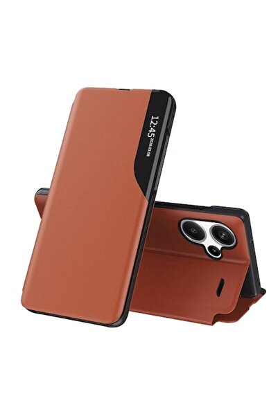 SOFAL Husă pentru Xiaomi Redmi Note 13 Pro+ 5G (Z24), piele ecologică, portoc...