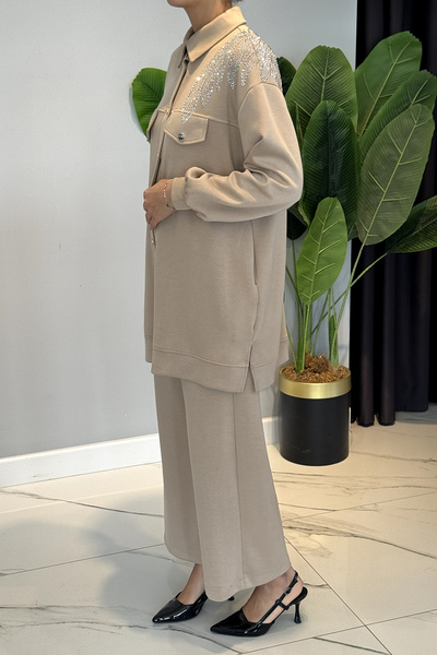 Lale Butik Stone Detail Modal Set 1202646 Beige