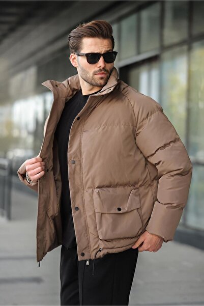 Madmext Коричнева куртка з блискавкою та застібкою-липучкою для чоловіків E7436