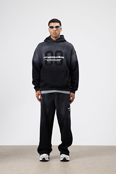 VAMOSCLO Oversized Printed tracksuit set black