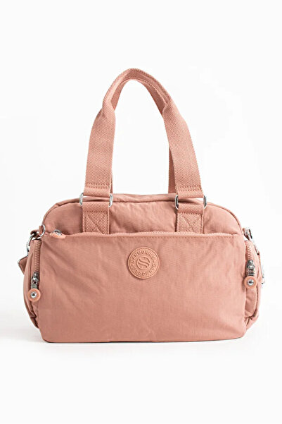 Sanmorris Women's Pink Crinkle Fabric Medium Size Crossbody Hand & Shoulder Bag