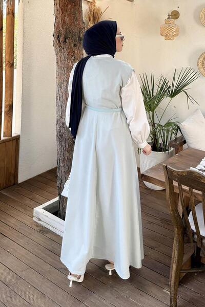 lamelif Pile Detailed Belted Gilet Water Green