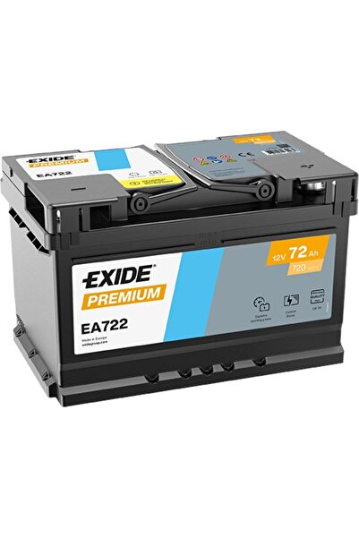 EXIDE EA722 12V 72Ah 720A Premium Akü (Ford-Opel Alçak Tip) (Üretim Tarihi:2025)
