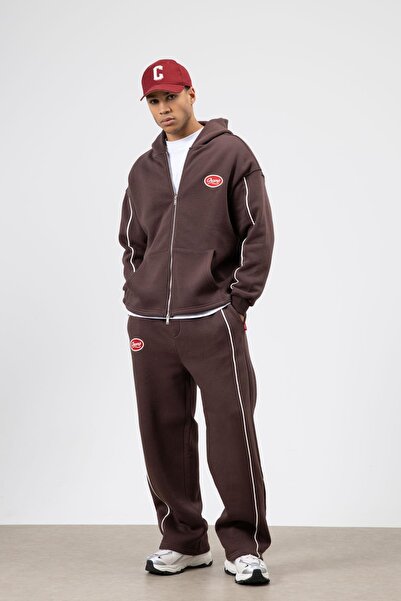 VAMOSCLO Σετ αθλητικής φόρμας oversized με λεπτομέρειες σε γραμμή καφέ