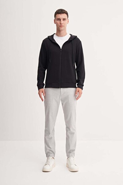 Cazador Μαύρο ανδρικό φούτερ με φερμουάρ και κουκούλα CAZ 54265