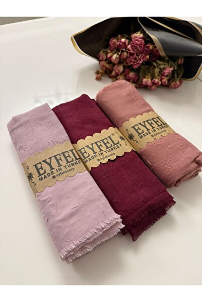 Eyfel Bambu Kraş Şal 3'lü Set Lila,Bordo,Tarçın