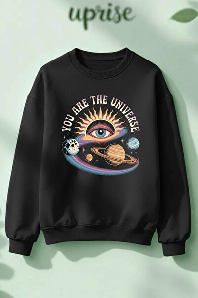 Vordevia Hanorac You Are The Universe cu imprimeu din bumbac 3 fire B guler r...