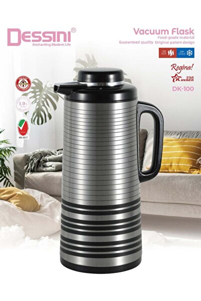 Dessini Stainless Steel Tea & Coffee Vacuum Flask 1.9L Black/Silver