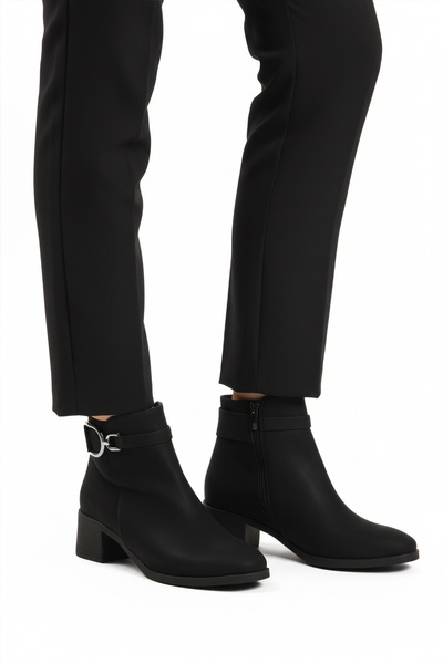 AYAKMOD Cizme cu toc pentru femei, cu fermoar, anti-alunecare, din lână, smar...