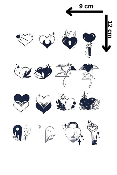 Barly 30 Gün / 1 Ay Kalıcı Karışık Figürlü 12 Saat Sonra Kararan Geçici Dövme...