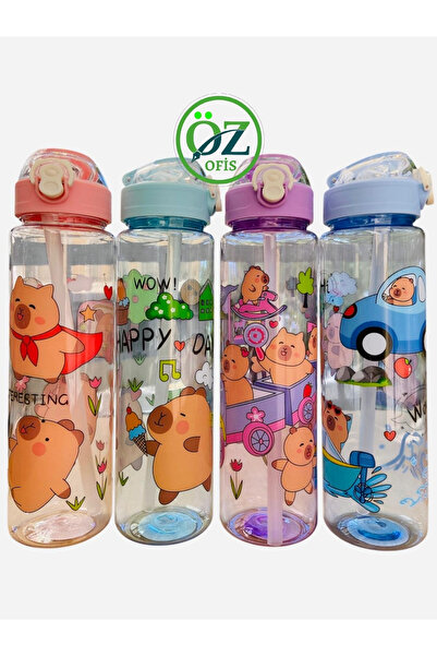 MyEvMarket Capybara 550ml Kilitli Kapak Kırılmaz Tritan Matara