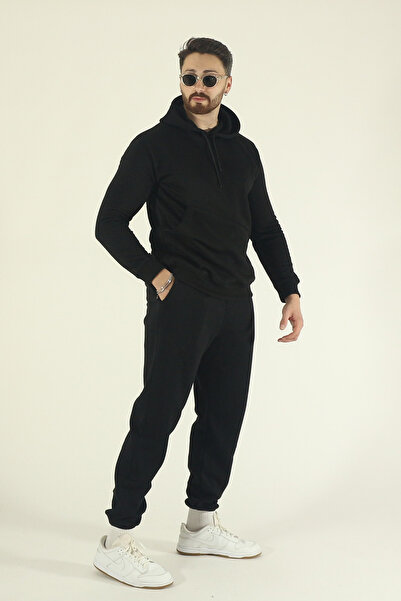 INFLUYENTE Ανδρικό χειμερινό σετ αθλητικής φόρμας με πλαϊνές τσέπες Sweatshirt Jogger - Regular Soft Hooded
