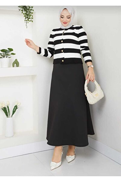 MODA VEDAT Women's Knitwear Cardigan and Scuba Skirt Set -0021