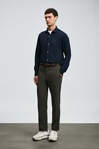 Lufian 112010668 Carl Men's Basic Shirt Regular Fit Men's Shirt Dark Blue