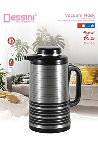 Dessini Stainless Steel Tea & Coffee Vacuum Flask 1L Black/Silver