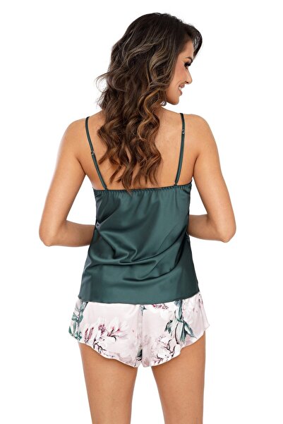 bedonna Luxury women's pajamas, 2 pieces, satin, green - NELLY