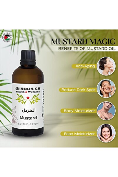 dr sous Organic Mustard Oil 100ml | 100% Cold Pressed Therapeutic Grade Massage Oil
