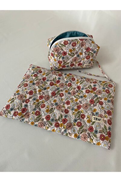 TALL WAY Spring Flower Laptop Sleeve-Pencil Bag Set (13-14 Inch)