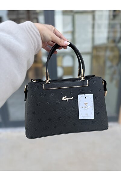 Elegant Kadın siyah el ve omuz çantası