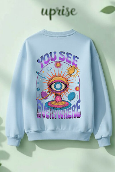 Vordevia Hanorac See Heart din bumbac cu 3 fire, guler rotund, oversize