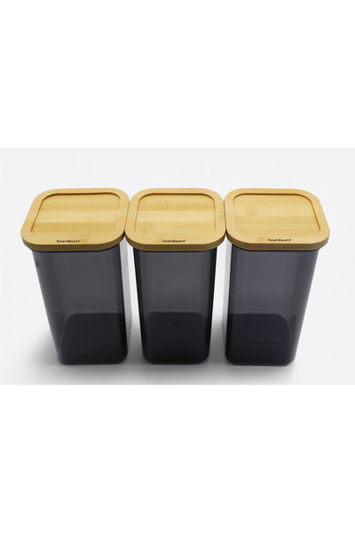 Bambum Soltero Leakproof 3-Piece Plastic Storage Container, Organizer Set with Bamboo Lid