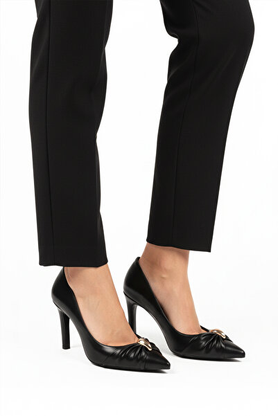 AYAKMOD Black Skin Women's Thin High Heeled Shoes 575033 Z