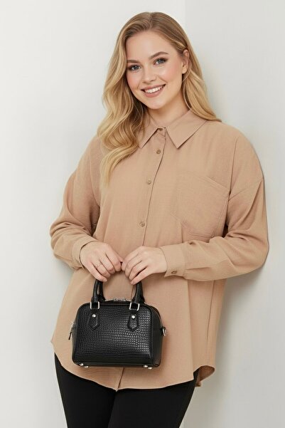 HİRAMİR Kadın Oversize Yeni Sezon Pera Keten Gömlek