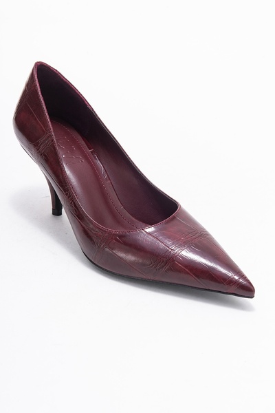 LuviShoes Marcus Burgundy Print Women's Heeled Shoes