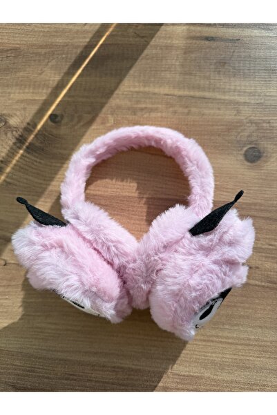 Blotch Winter Earmuffs That Protect from the Cold, Featuring Kuromi, Fluffy Pink Color, Cute Plush Earmuffs for Girls